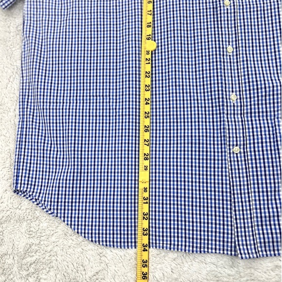 Ralph Lauren Seersucker Gingham Shirt Men's 3XB Blue White Short Sleeve Pony - Picture 9 of 9